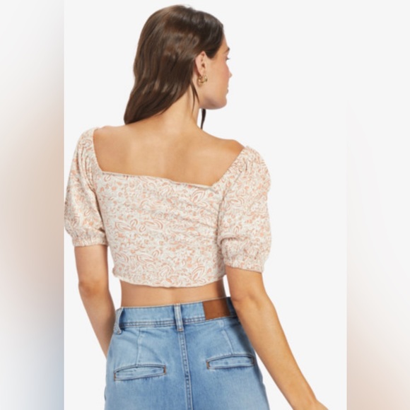 Roxy Flirty Walk Printed Ruched Crop Top - Picture 4 of 6